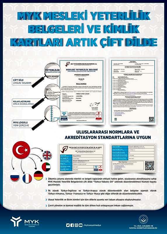 MYK Belgeleri Artık Çift Dilde