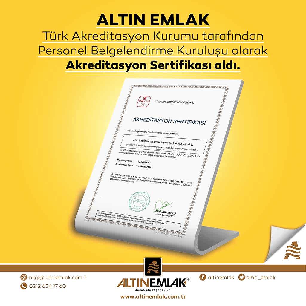 Altın Emlak, TÜRKAK Personel Belgelendirme Kuruluşu olarak akredite edildi